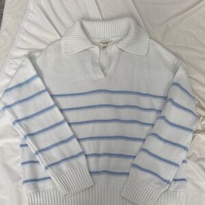 Christian Siriano White and Blue Striped Sweater size m